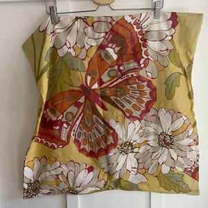 2 matching Crate and Barrel 24 inch yellow butterfly pillow covers.